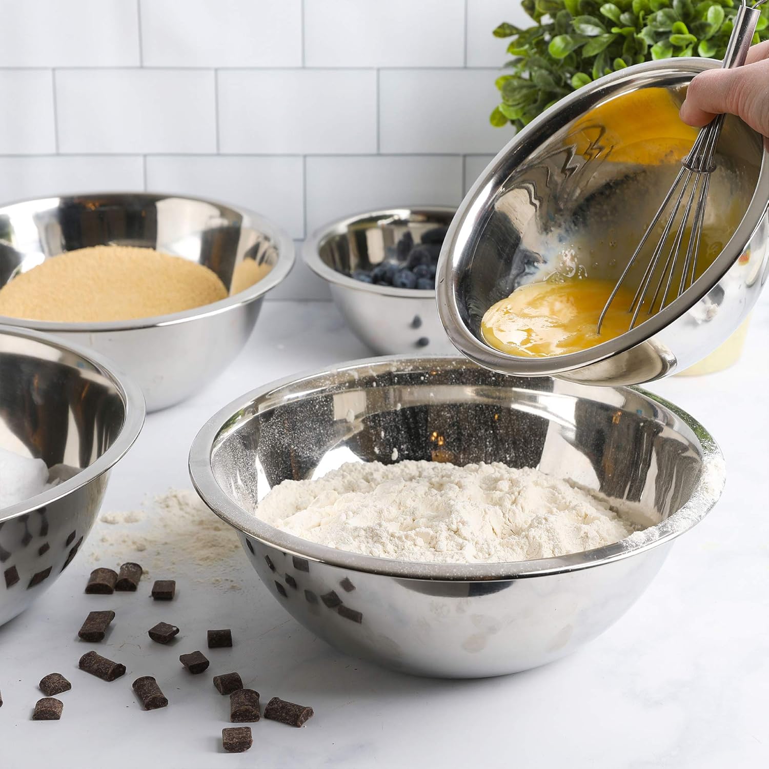 Meal Prep Stainless Steel Mixing Bowl (5-Piece Set) Home, Refrigerator, and Kitchen Food Storage Organizers |