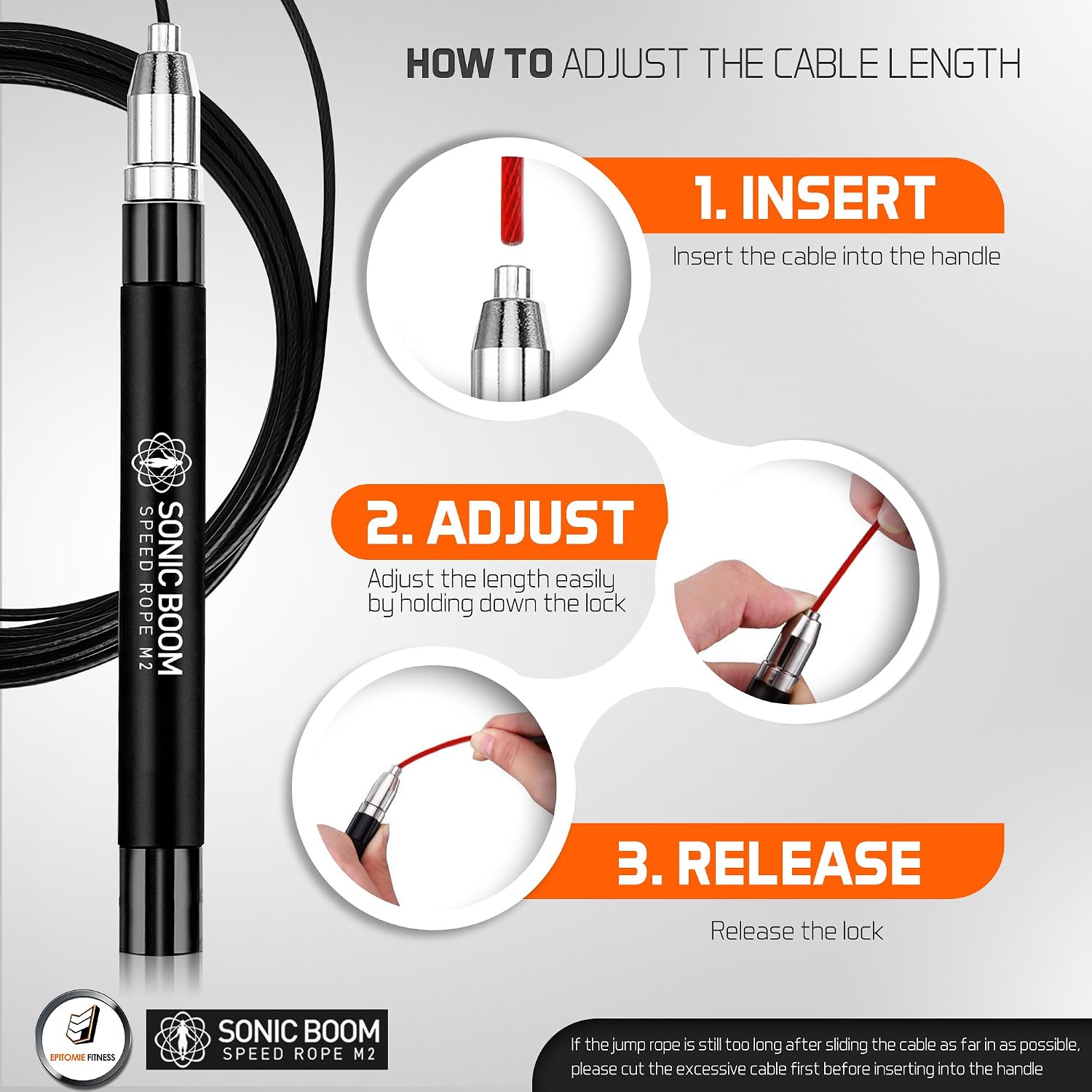Sonic Boom M2 High Speed Jump Rope - Patent Pending Self-Locking, Screw-Free Design – Weighted, 360 Degree Spin