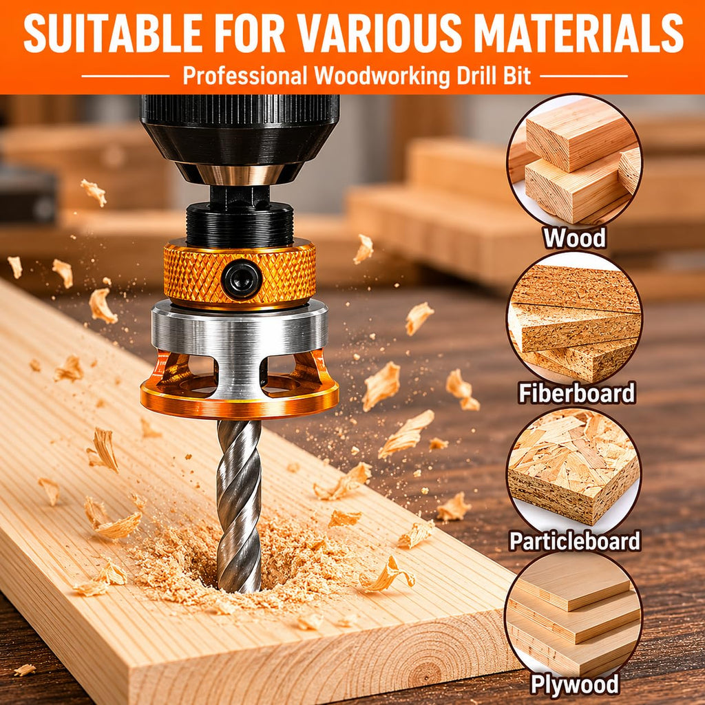 Countersink Drill Bit Set with Depth Stop 4PCS