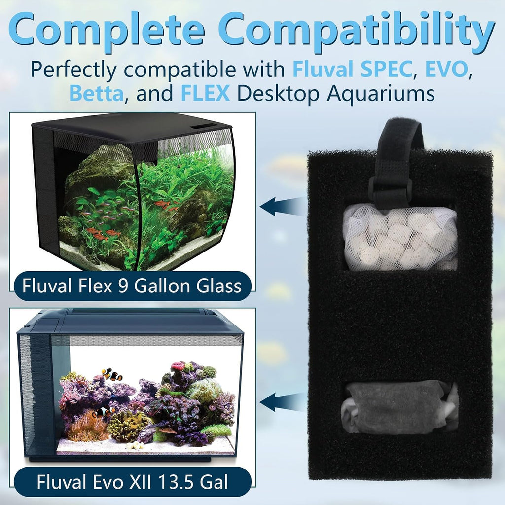 Aquarium Filter Media Set for Fluval SPEC, EVO Betta Flex Desktop Aquarium