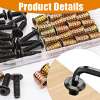 Taiss 30 Sets M6x25 Furniture Screw M6x15 Threaded Inserts for Wood,Screw-in Nuts,Nut Threaded Wood Inserts Bolt Fastener Connector Hex Socket Drive Bolts