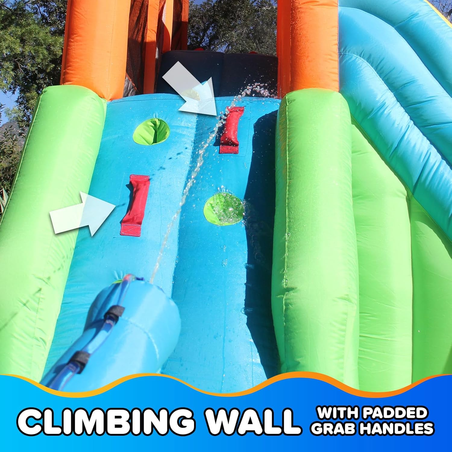 Twin Peaks Splash and Slide with Water Cannons and Climbing Wall with Blower, Medium