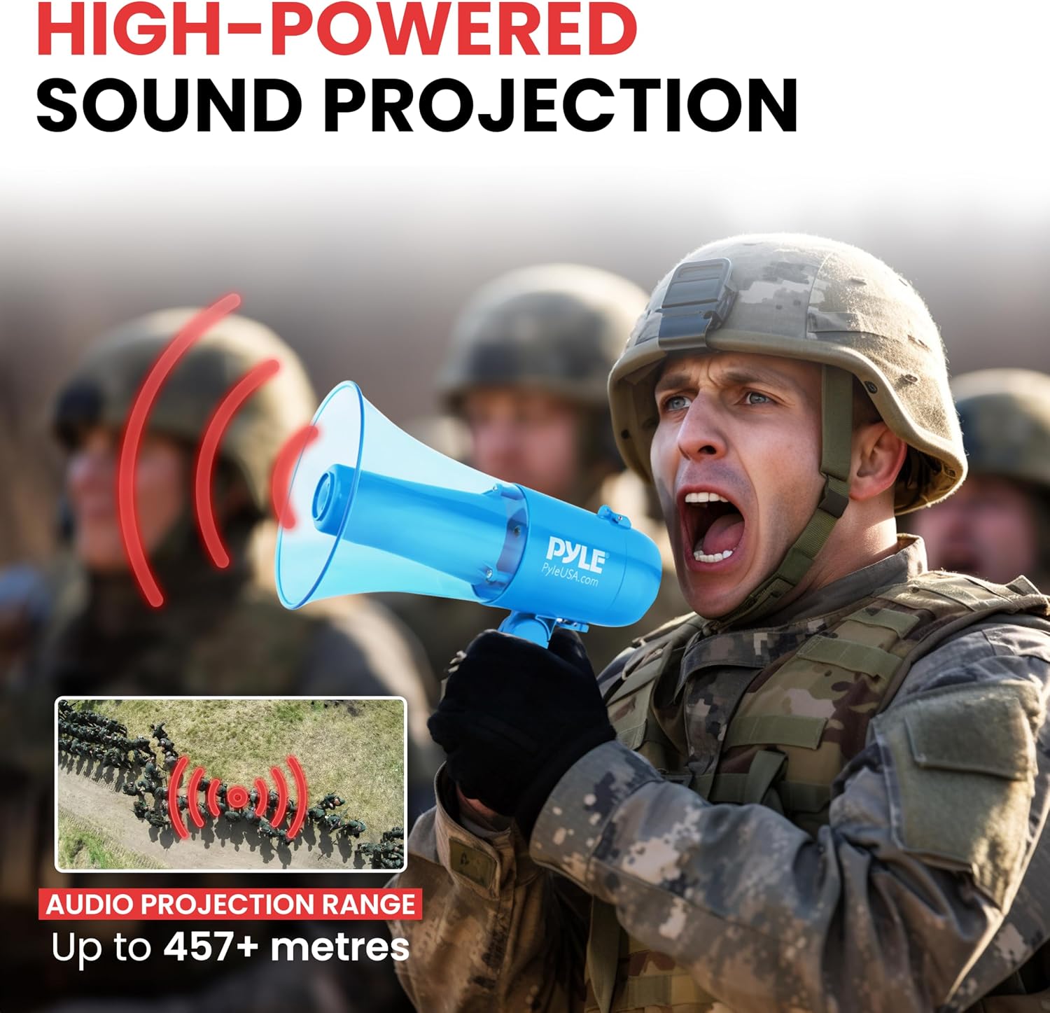40W Megaphone Bullhorn Speaker, Rechargeable Battery with Siren, LED Lights, Adjustable Volume, and 1000+ Yard