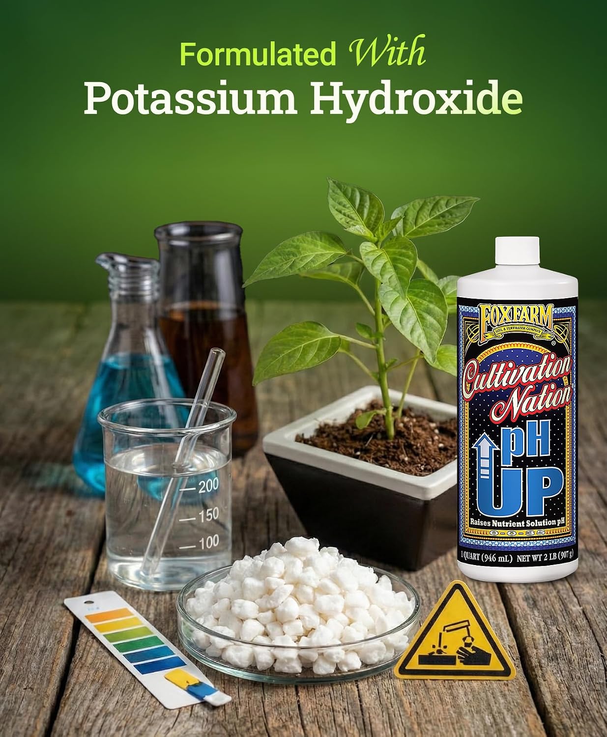 Cultivation Nation pH UP for Plants’ Nutrient Solutions - Formulated with Potassium Hydroxide for Adjustment - Ideal