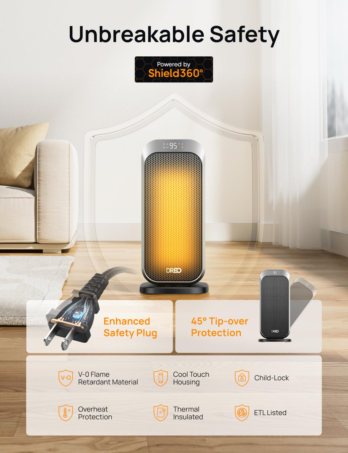 Quiet Space Heater, 1500W Portable Heaters for Indoor Use with Remote