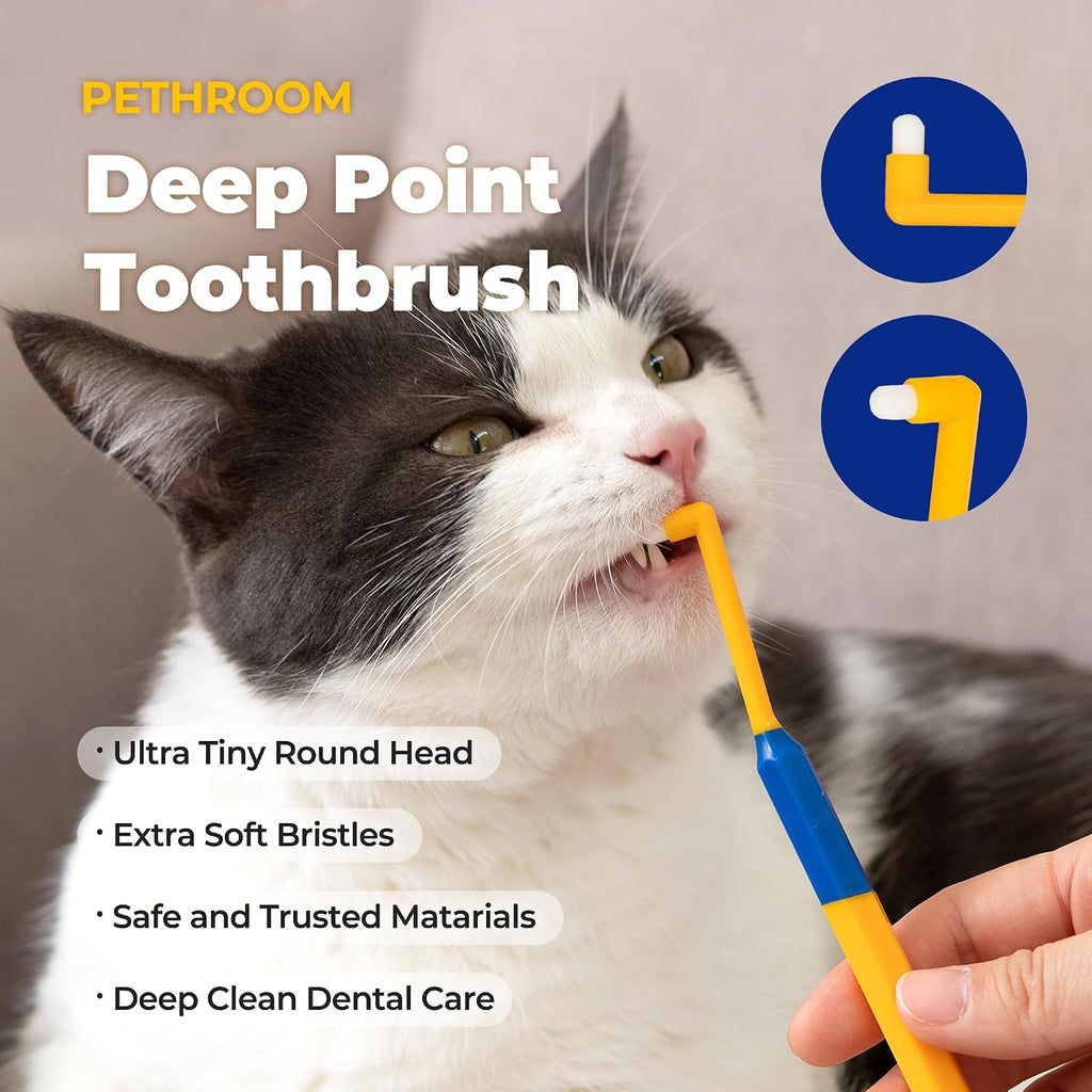 Pet Toothbrush for Cats & Dogs, 4mm Precision Head (Deep Point)