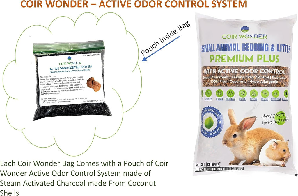 Small Animal Bedding – 20 L –– Coco Chip Fiber Bedding Substrate for Guinea Pig, Hamster, Rabbit, Bunny Litter
