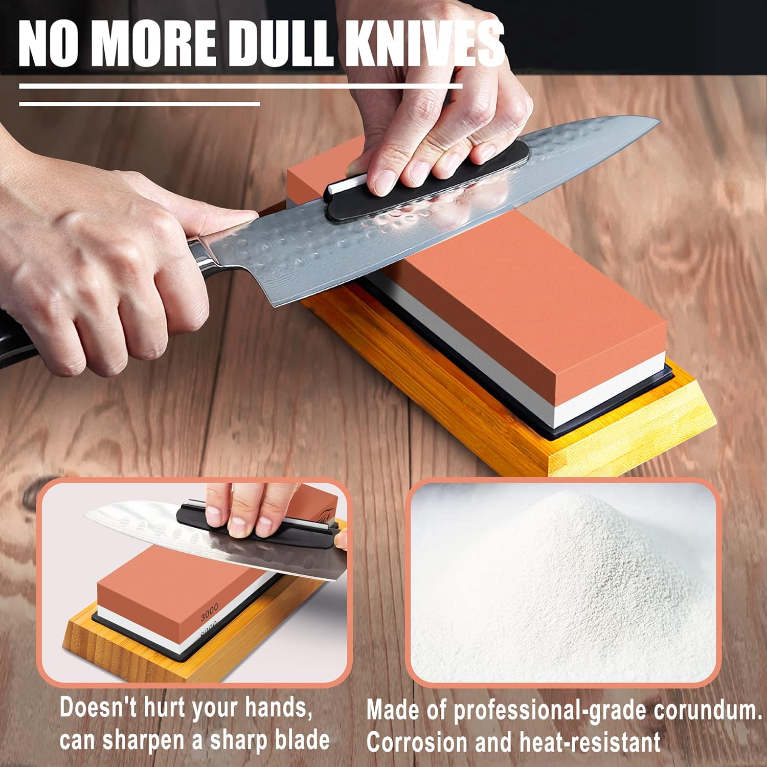 Knife Sharpening Stone Set, Professional Whetstone 4 Side Grit 400/1000 3000/8000, Whetstone Knife Sharpener Stone