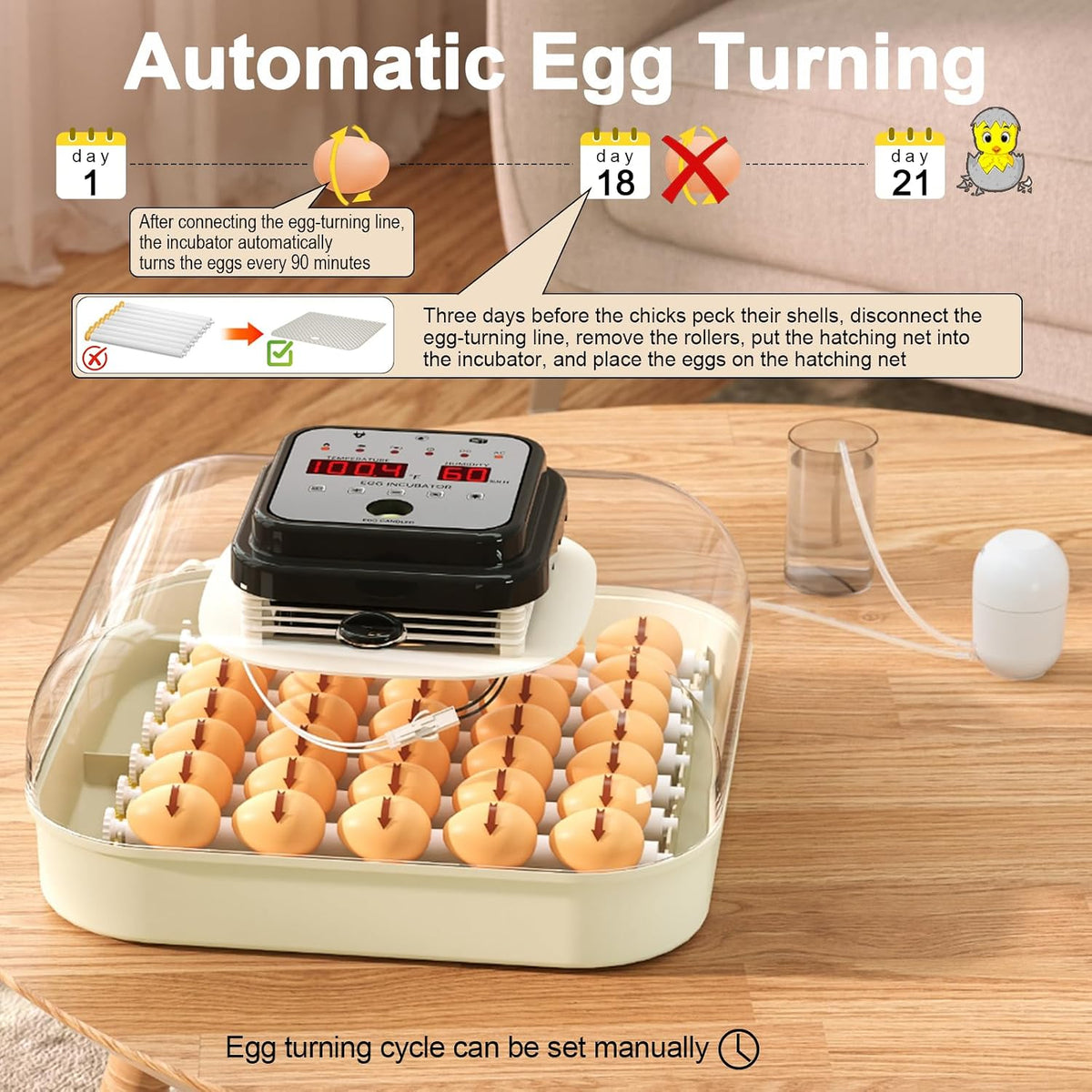 35 Chicken Egg Incubator, Quail Incubator with Humidity Control