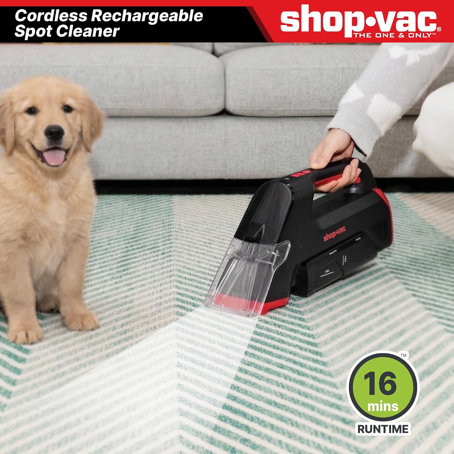 3-in-1 Cordless Spot Cleaner, Handheld Upholstery Cleaner with Spray, Rolling Brush and 5.5kPa Suction, 2 Water