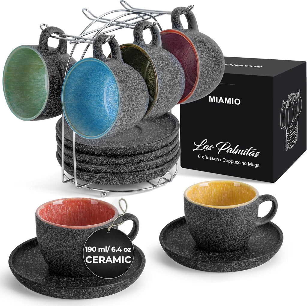 – Cappuccino Cup Set (6.4 oz), Ceramic Coffee Mugs - Las Palmitas