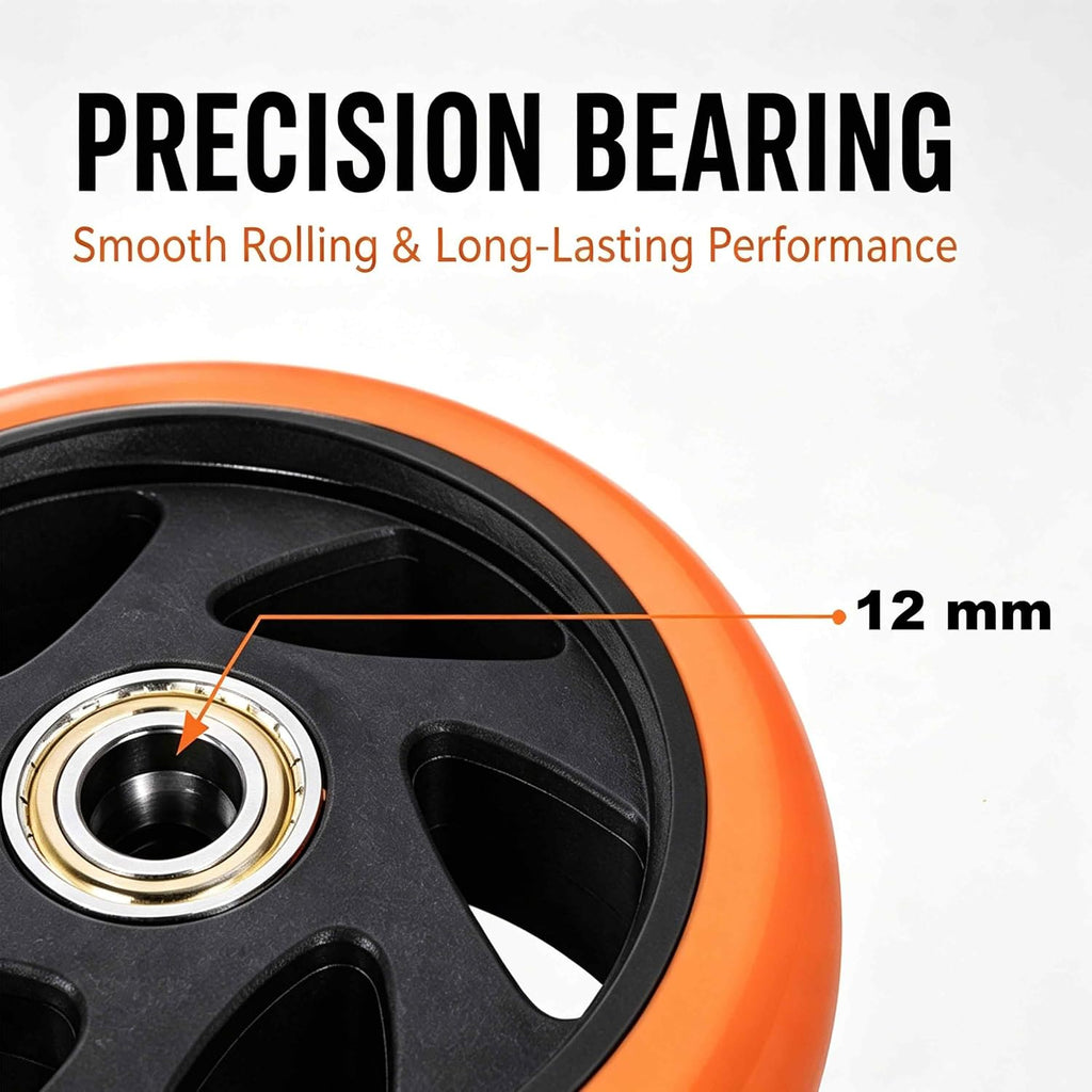 5" Caster Replacement Wheels Heavy Duty Polyurethane 4 Pack Orange