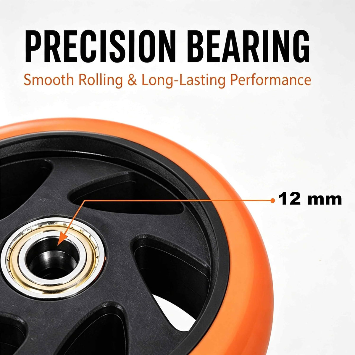 5" Caster Replacement Wheels Heavy Duty Polyurethane 4 Pack Orange