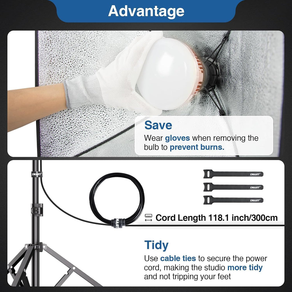 Softbox Lighting Kit 85W 16"x16" Soft Box for Photography Light 1Pack | 3000K-6000K LED Bulbs with Remote, 65"