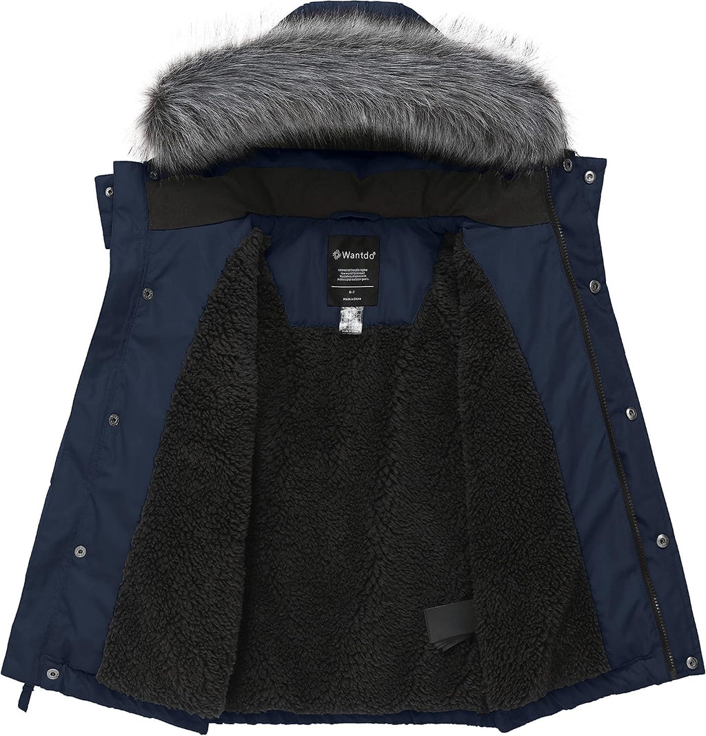 Boys' Winter Coat Waterproof Puffer Jacket with Detachable Hood | Removable Faux Fur Hood,5000mm Waterproof,Fleece