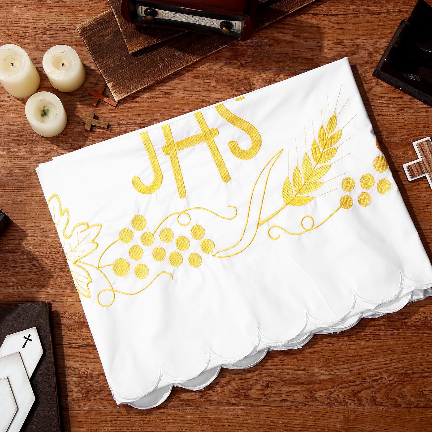 White Altar Cloth Communion Church Table Cloth, 88″ X 52″, Cover