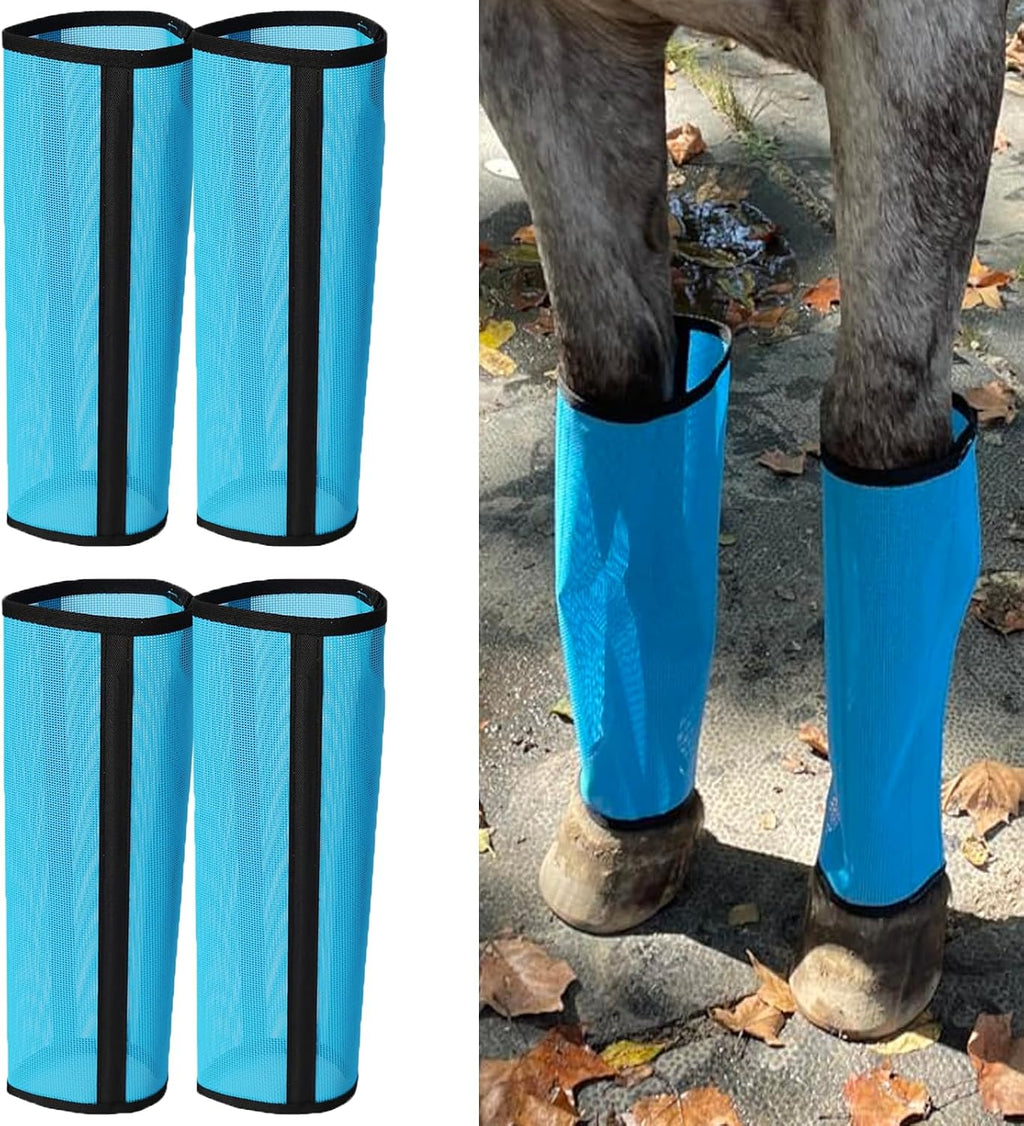 Fly Boots for Horses Set of 4 Breathable Textilene Mesh Horse Fly Boots with Stable Support & UV Protection