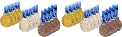 12 Pcs Large Size Metal Medals, Winner Gold Silver Bronze Award Medals with V Neck Ribbon for Events, Classrooms