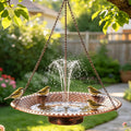 19.6" Large Bird Bath with Solar Fountain, LED & Battery Hanging Birdbath