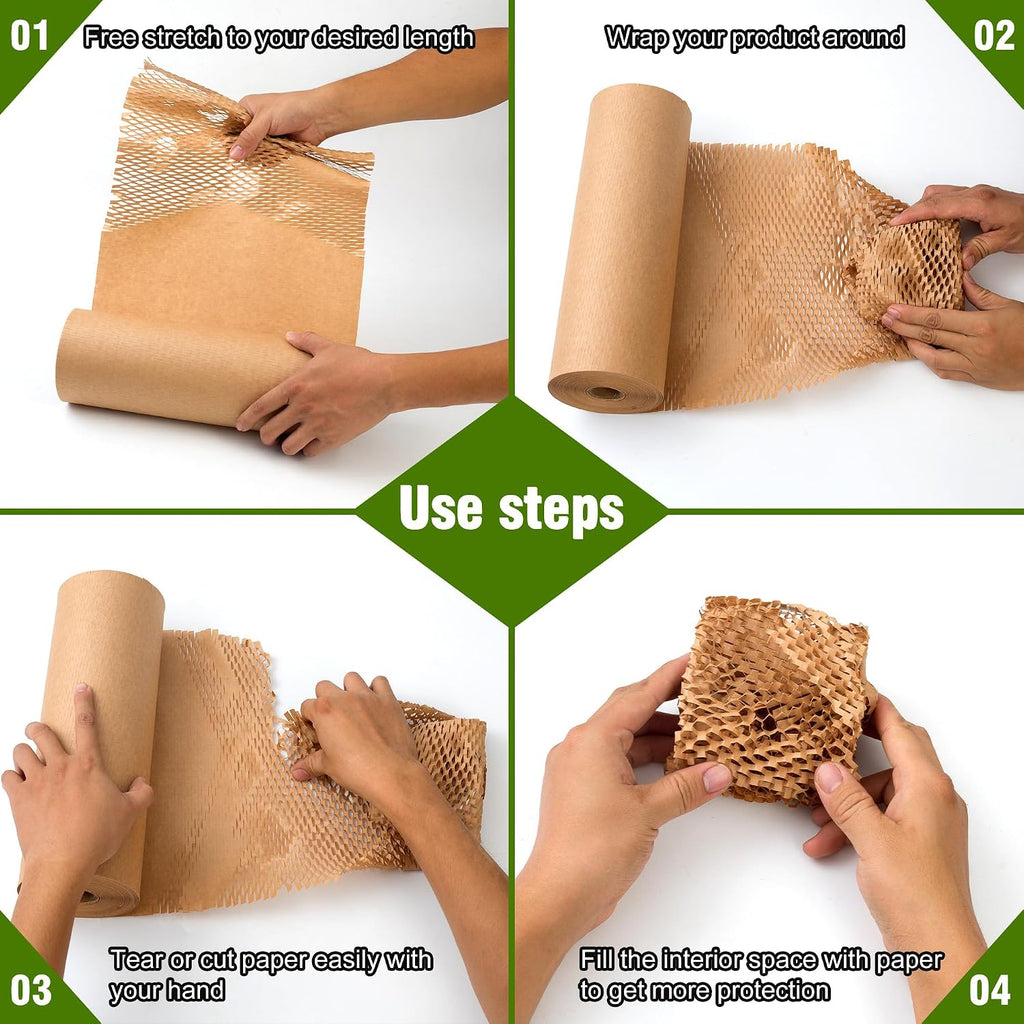 Honeycomb Packing Paper 15" Width X 300 FT for Moving Glass Dishes Recyclable Wrapping Paper Bubble Wrap Packing