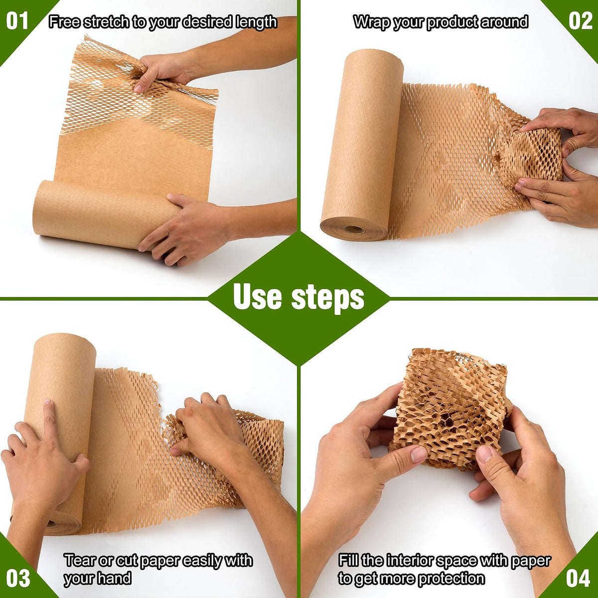 Honeycomb Packing Paper 15" Width X 300 FT for Moving Glass Dishes Recyclable Wrapping Paper Bubble Wrap Packing