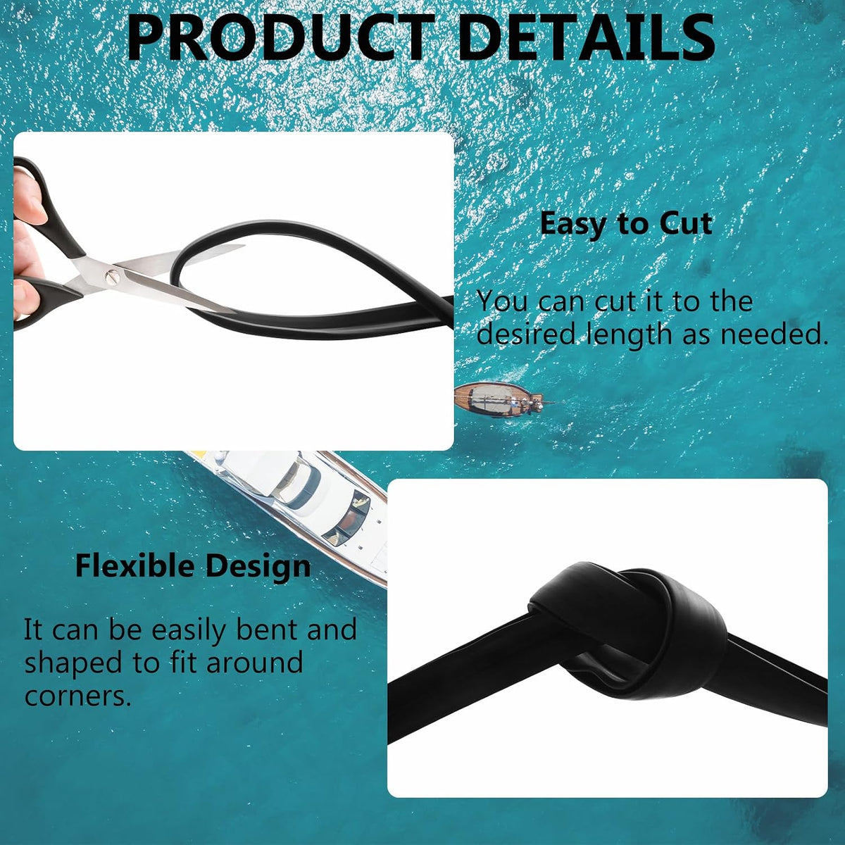 50.85 FT Vinyl Boat Rub Rail, Marine Rub Rail for Hull Protection