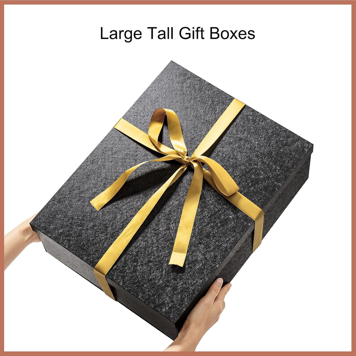 17x13x5 Inches Large Gift Box with Lid for Presents Black 1 Pack