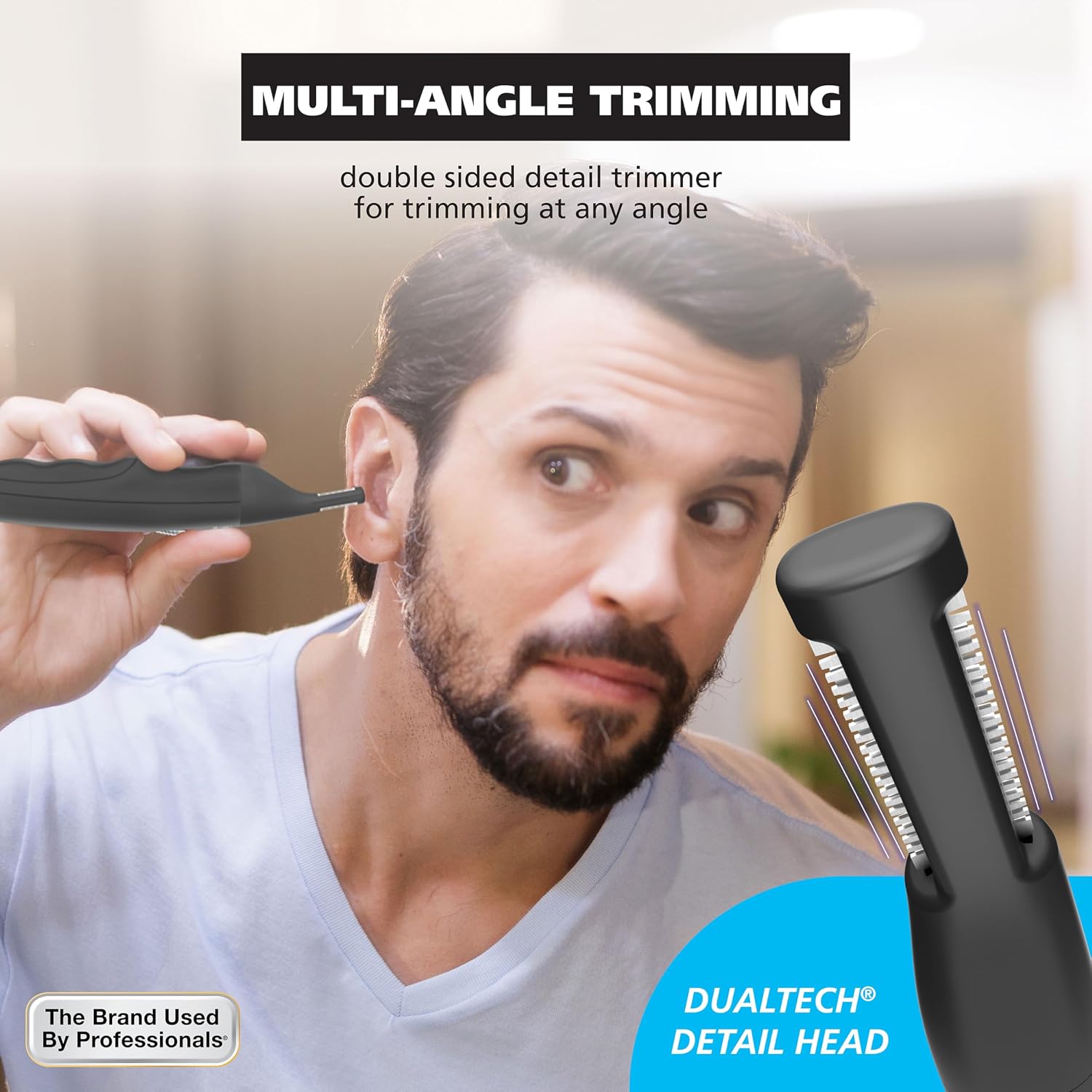 Pro Series Rechargeable Dual Sided Eyebrow, Ear & Nose Hair Trimmer | Painless Dualtech Eyebrow, Ear & Nose Hair