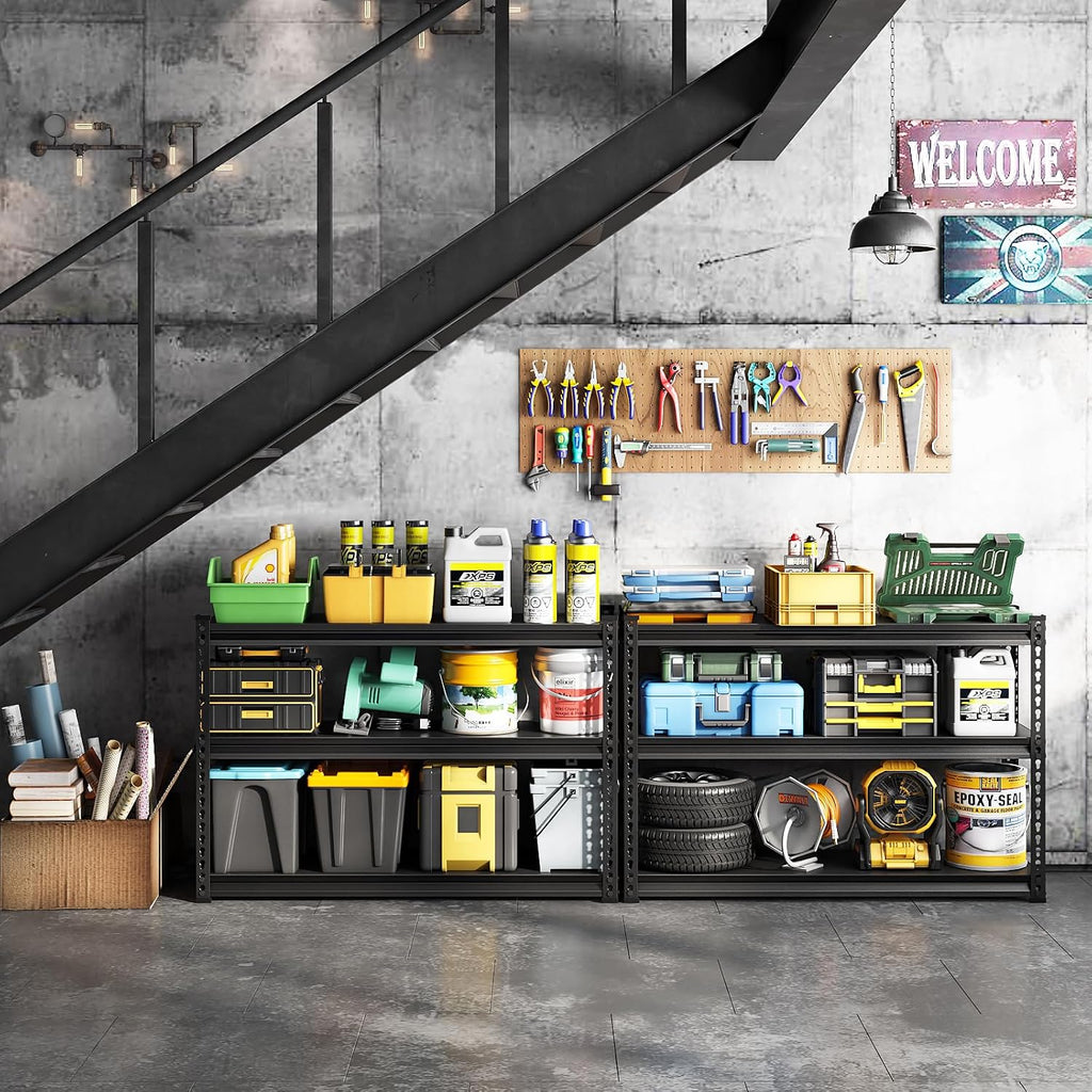 48" W Garage Shelving Heavy Duty, 1500LBS Loads Adjustable Garage Storage Shelves, 3-Tier Metal Shelving Units and