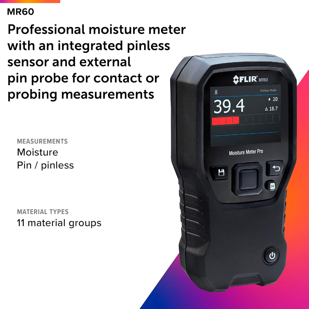 Flir MR60 Moisture Meter Pro, Pin and Pinless, Color Display
