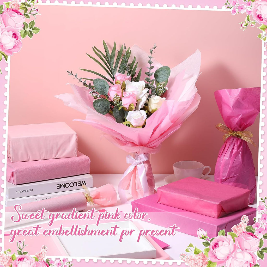 100 Sheets Pink Tissue Paper 14 x 20 Light Pink Tissue Paper for Gift Bags