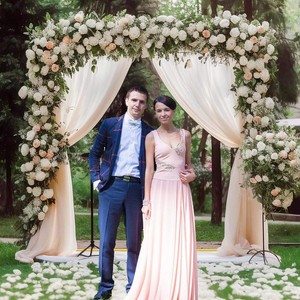 Metal Wedding Arch Backdrop Stand for Parties 6.6FT Gold Balloon Arch Square Frame Kit Pipe and Drape Stand Floral