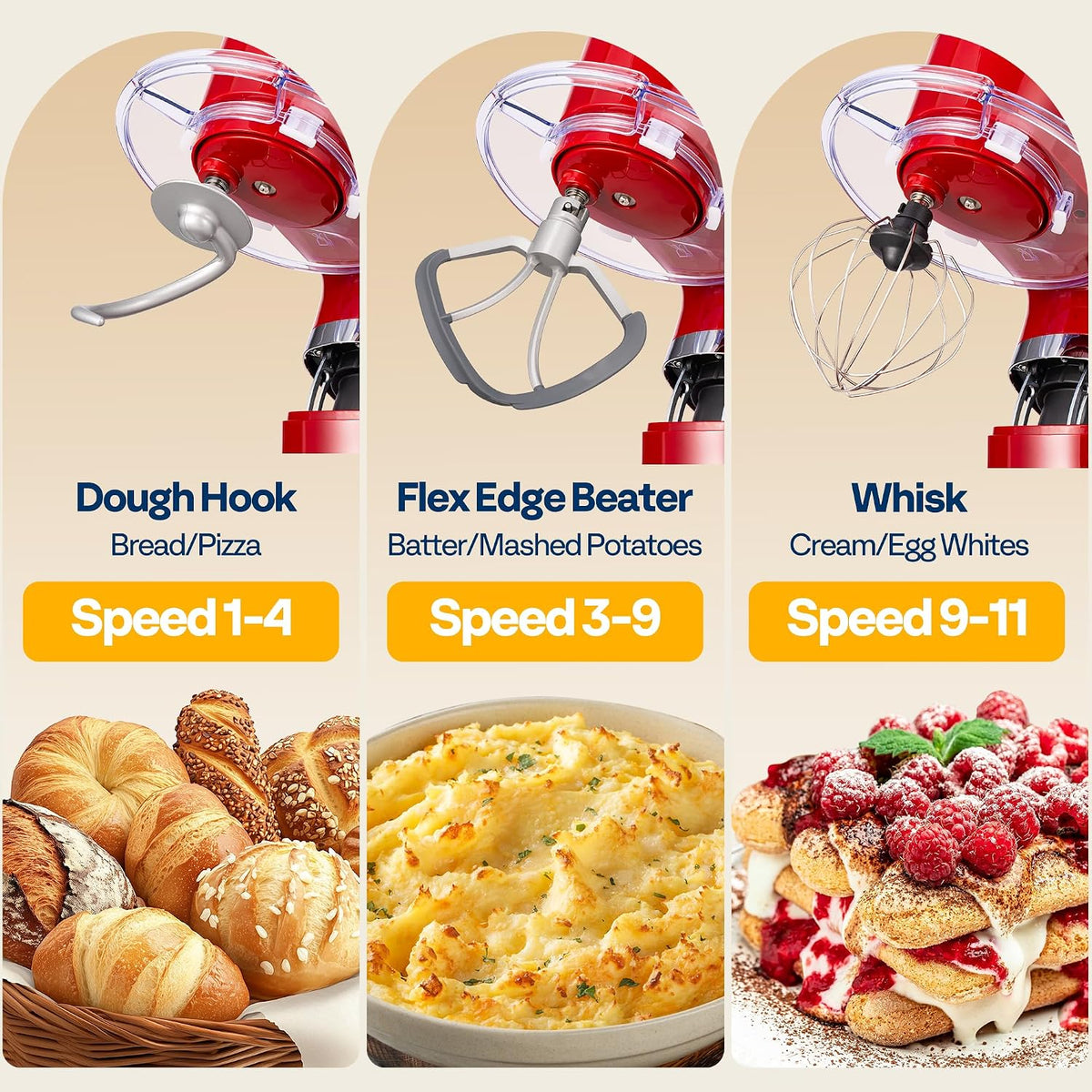 Stand Mixer with Dough Proofing, 6-Quart Tilt-Head Mixer, Red
