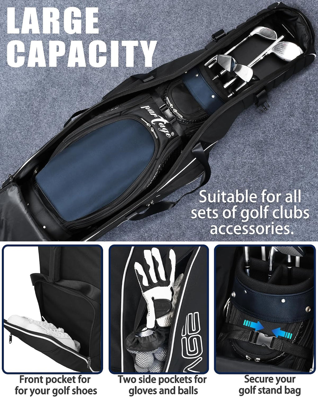 Golf Travel Bag with Wheels, Airline Travel Case, 900D Oxford