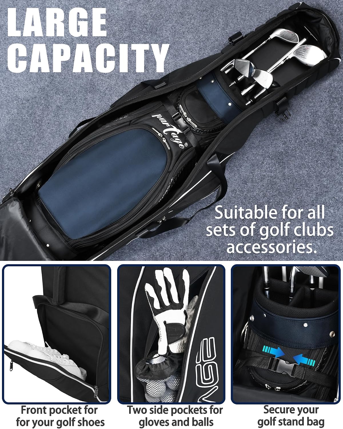 Golf Travel Bag with Wheels, Airline Travel Case, 900D Oxford