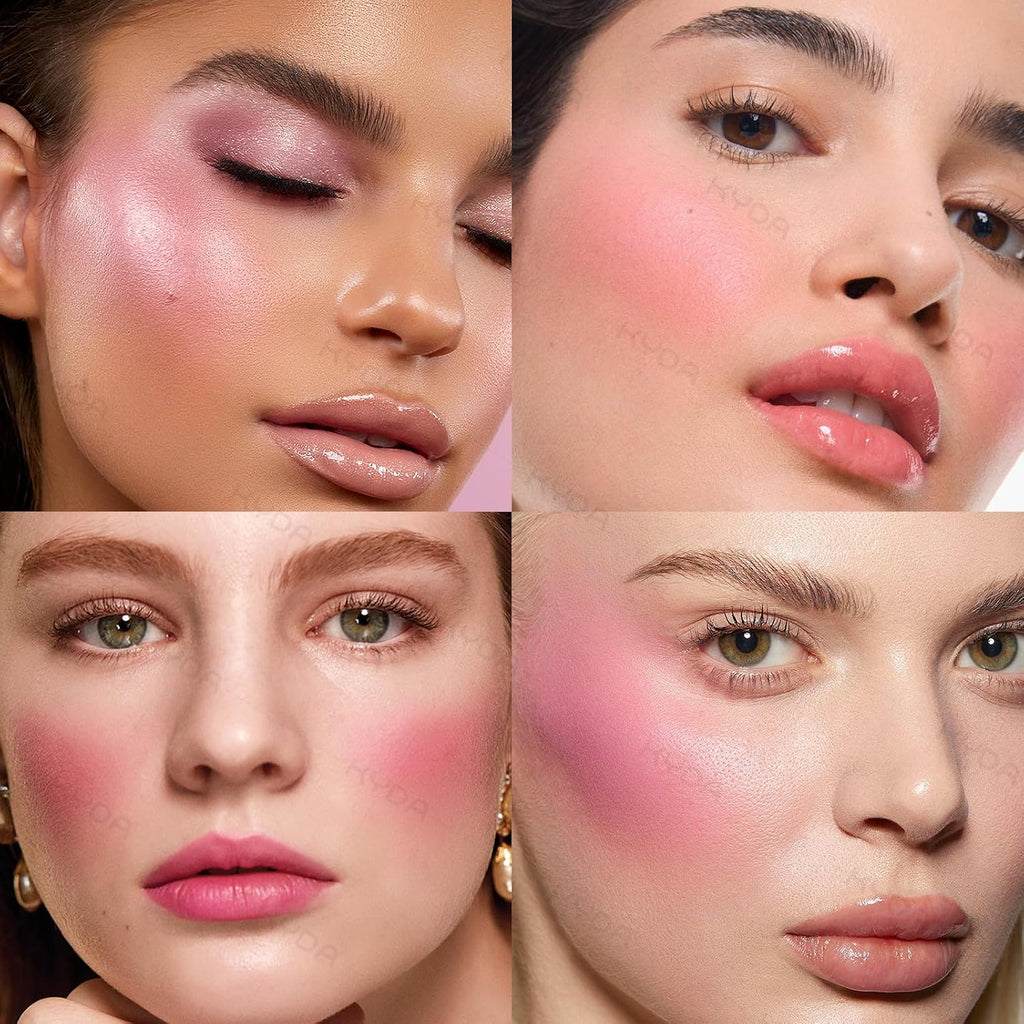 Soft Pink Highlighter Blush Palette, Blurring Blusher Makeup Palette