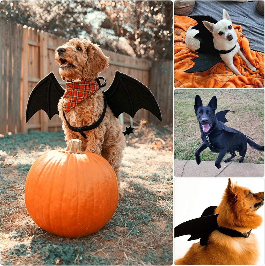 Dog Halloween Costumes, Large Bat Wings Dog Costume with 2 Pumpkin Bells