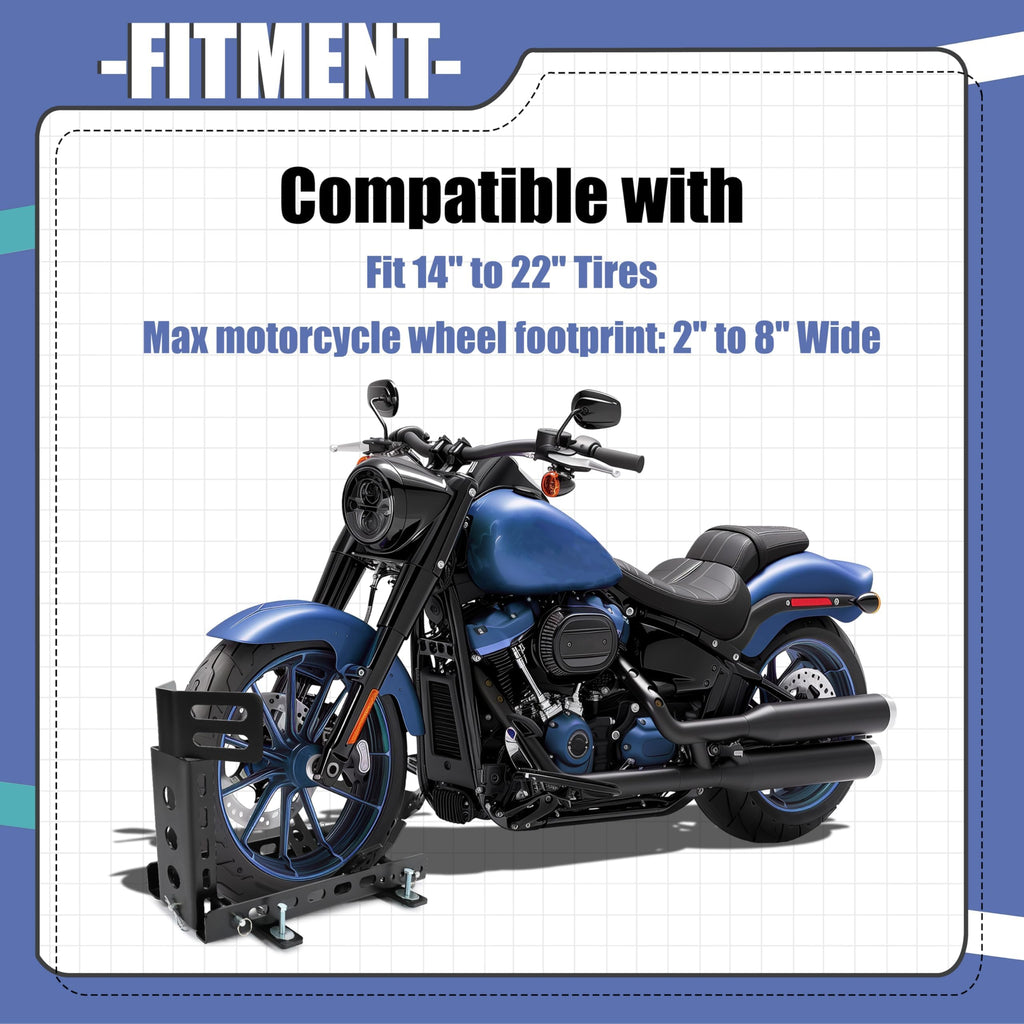 Motorcycle Wheel Chock Trailer, Adjustable Motorcycle Front Tire
