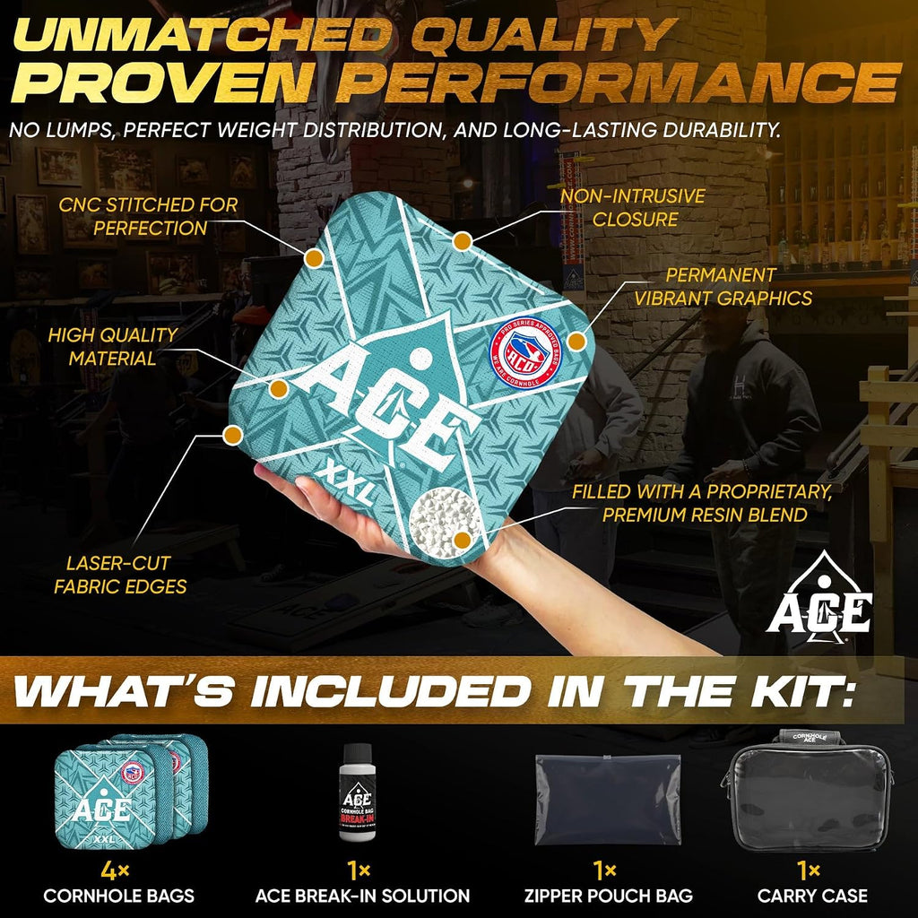 XXL Series - Herringbone Carpet Fabric - ACO Pro Approved Cornhole Bags - Bag Kit: 4 Pro Bags (5/9 Speed)