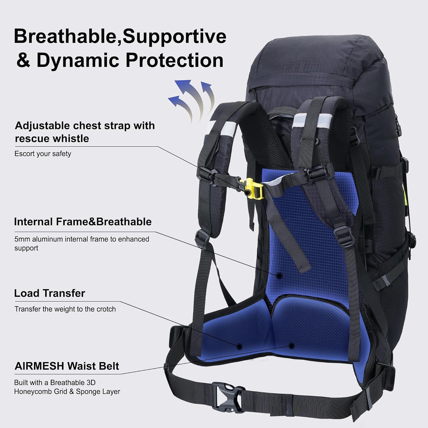 35L Internal Frame Backpack,Women Men’s Backpacking Backpack with Rain Cover,30+5 Liter Lightweight Hiking