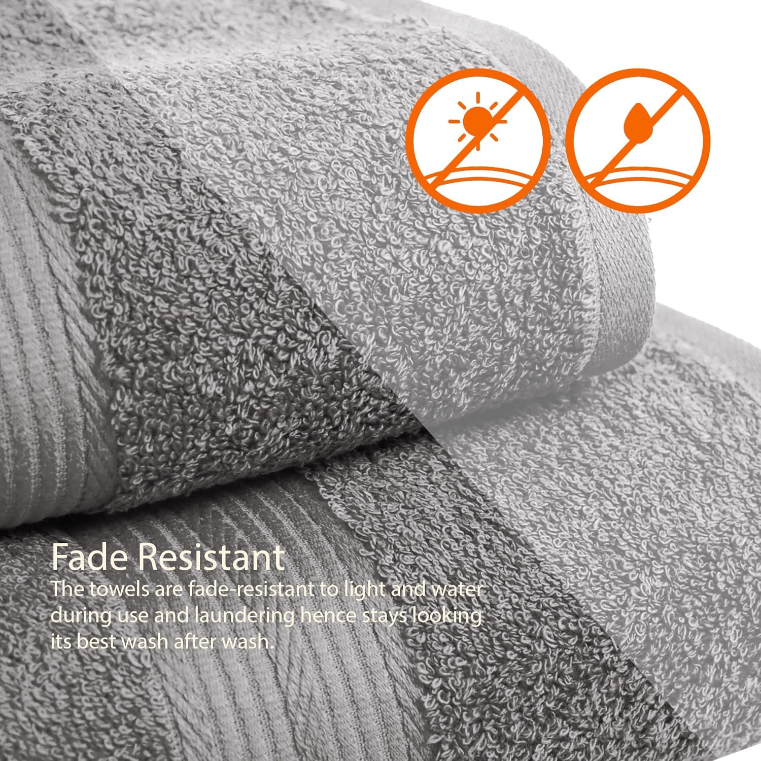 6-Piece Fade-Resistant 100% Cotton Towel Set for Bathroom, Soft and Absorbent, 2 Bath Towels, 2 Hand Towels, 2
