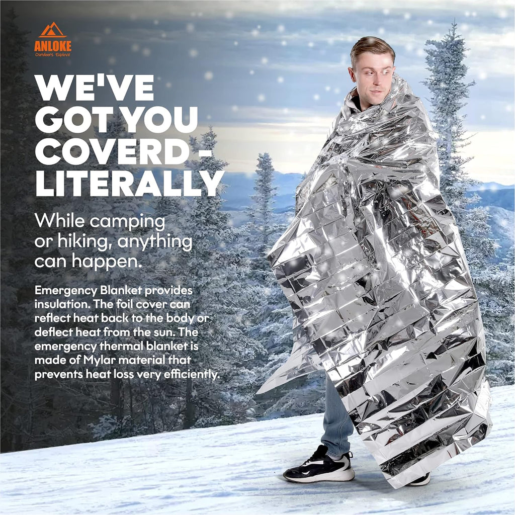 Emergency Blankets Mylar Thermal Blanket,(10 Pack) of Gigantic Space Blanket 84 * 64 in. Survival Blankets Heavy Duty