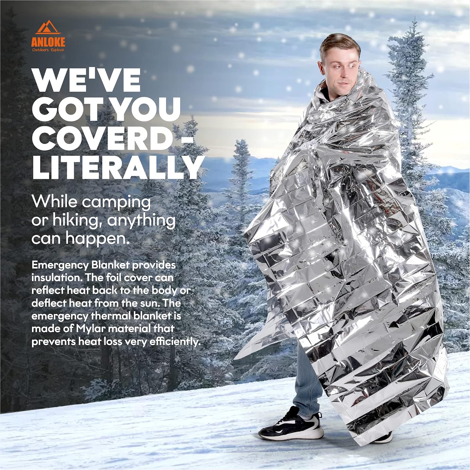 Emergency Blankets Mylar Thermal Blanket,(10 Pack) of Gigantic Space Blanket 84 * 64 in. Survival Blankets Heavy Duty