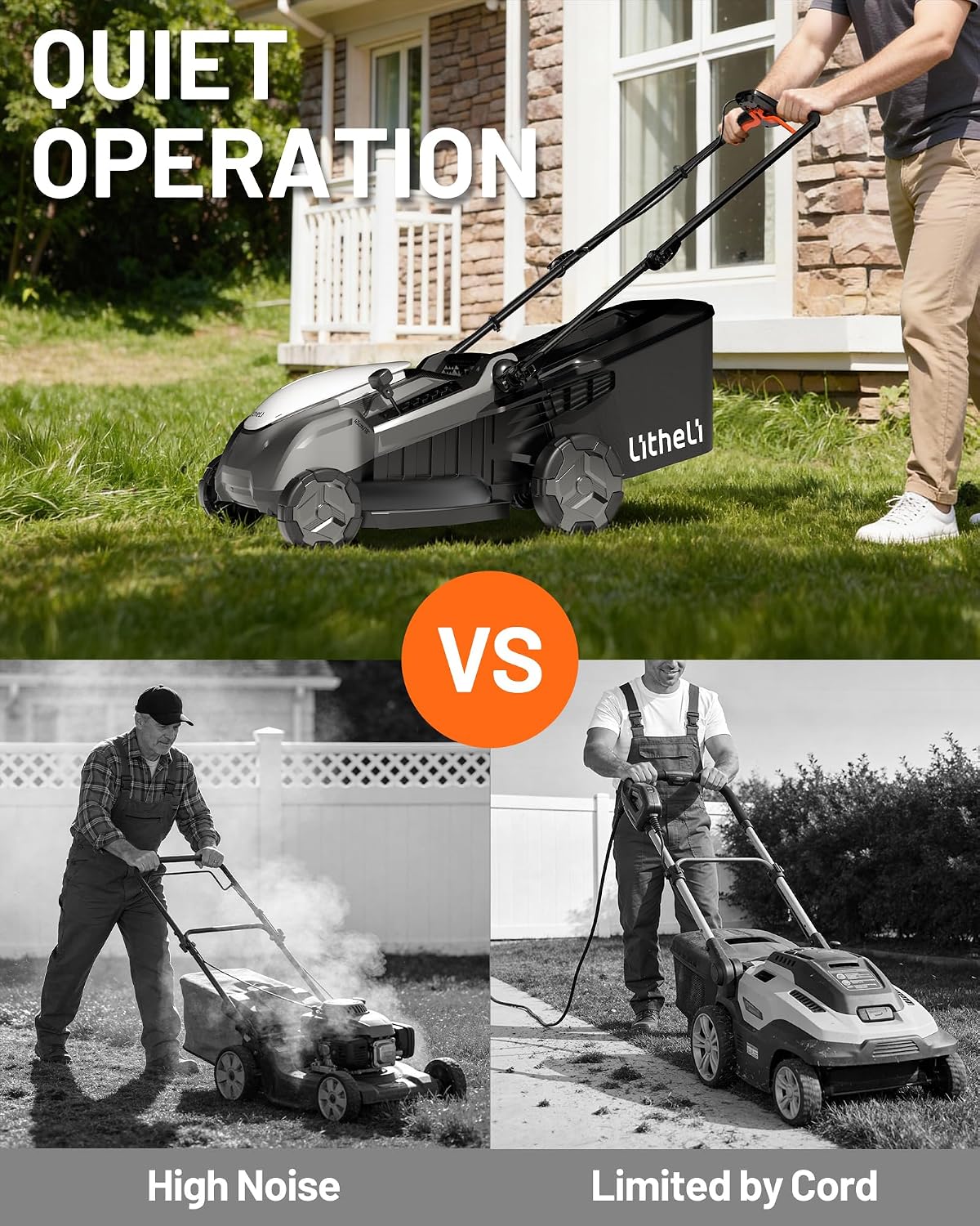 18-inch 40V Self-Propelled Brushless Lawn Mower for Garden Yards, Lightweight Cordless Mower with 6-Position Height