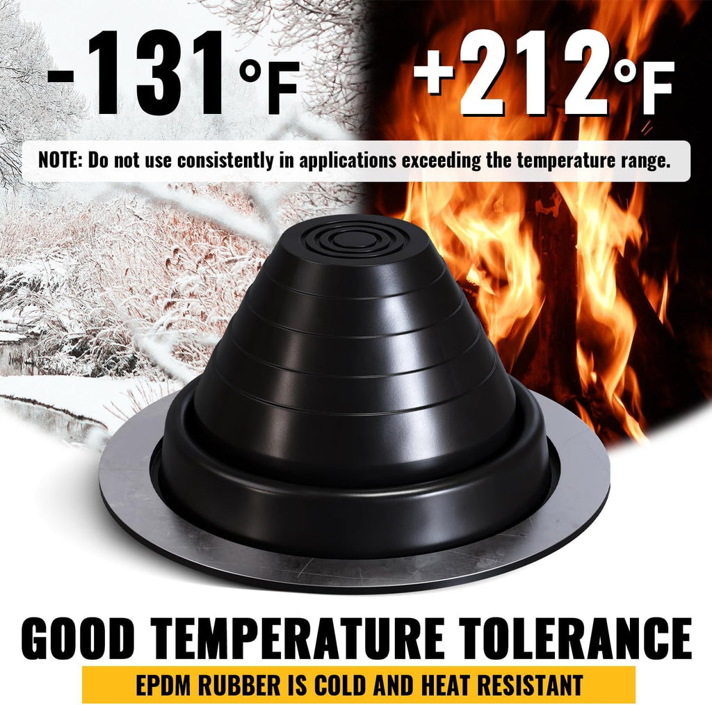#3 Rubber Roof Vent Boot, EPDM Metal Roof Pipe Boot, Black, 1-Pack