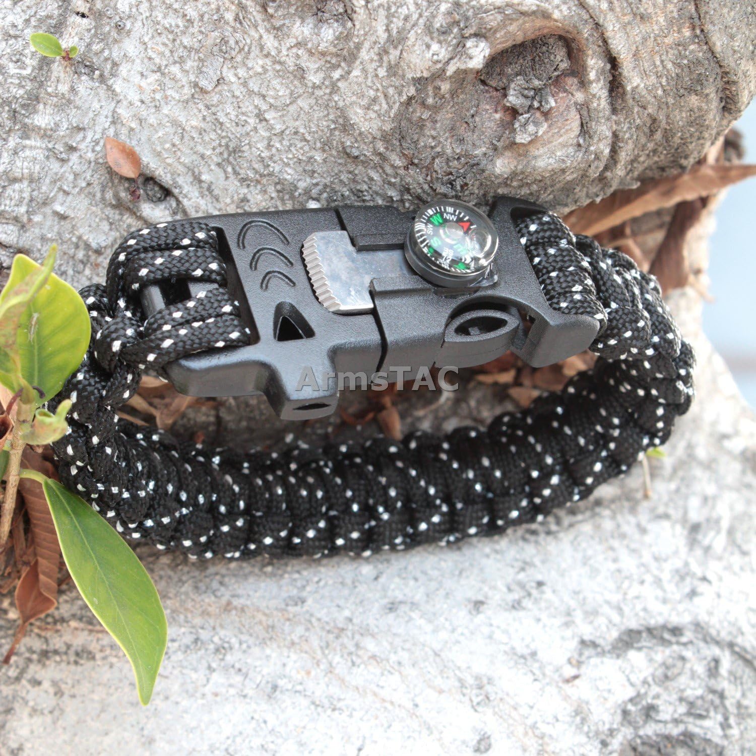 Paracord Survival Bracelet with Fire Starter, Compass -Outdoor Life Saving Tools- Stainless Steel Scraper, Whistle