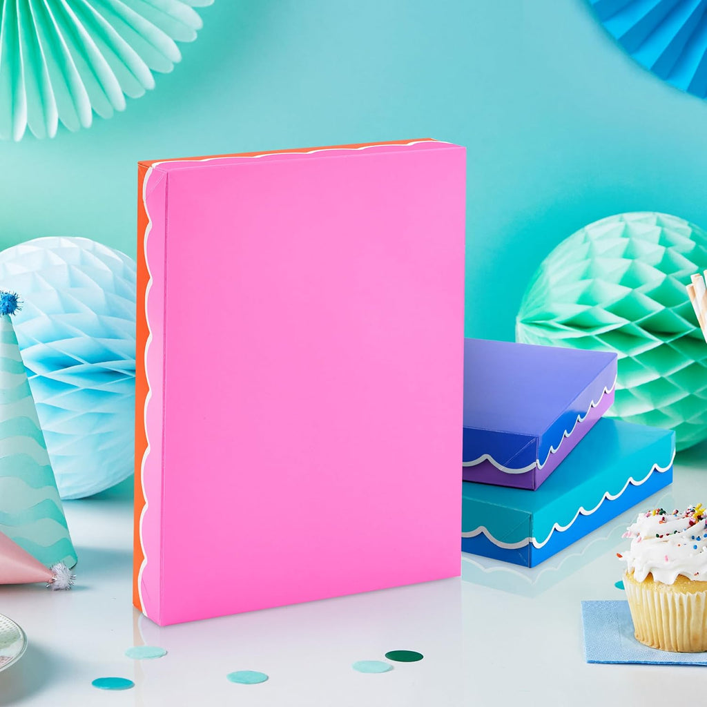 Small Gift Boxes with Lids, 6-Pack (Scalloped Blue, Pink, Teal)