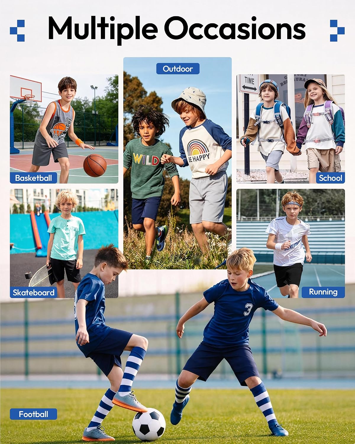 5 Pack Boys Basketball Athletic Shorts Quick Dry with Pockets | Moisture Wicking, Active Performance Shorts for Teen