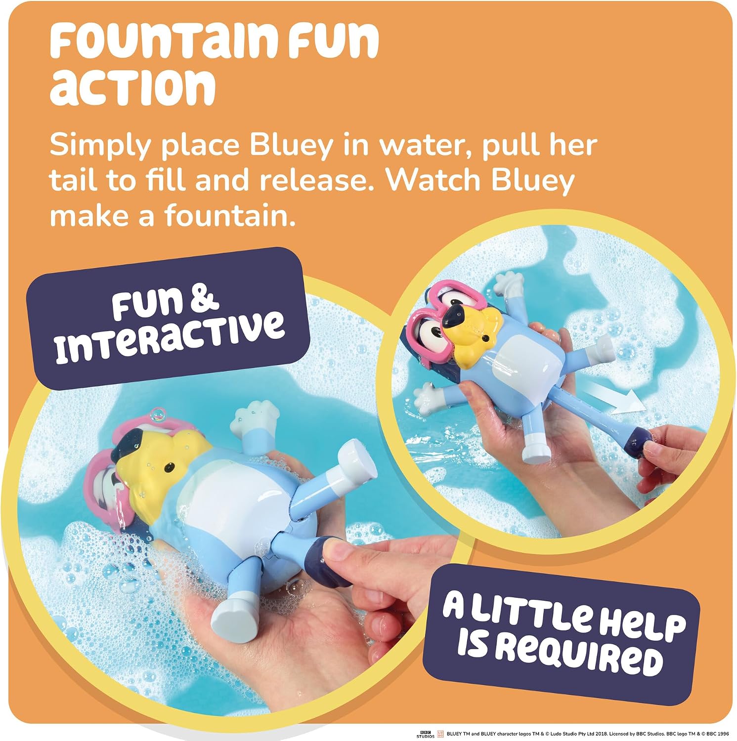 TOMY Toomies Swim School Bluey Water Toy - Floating Fountain Squirt Toy for Bathtub or Pool - Summer Toddler Swimming