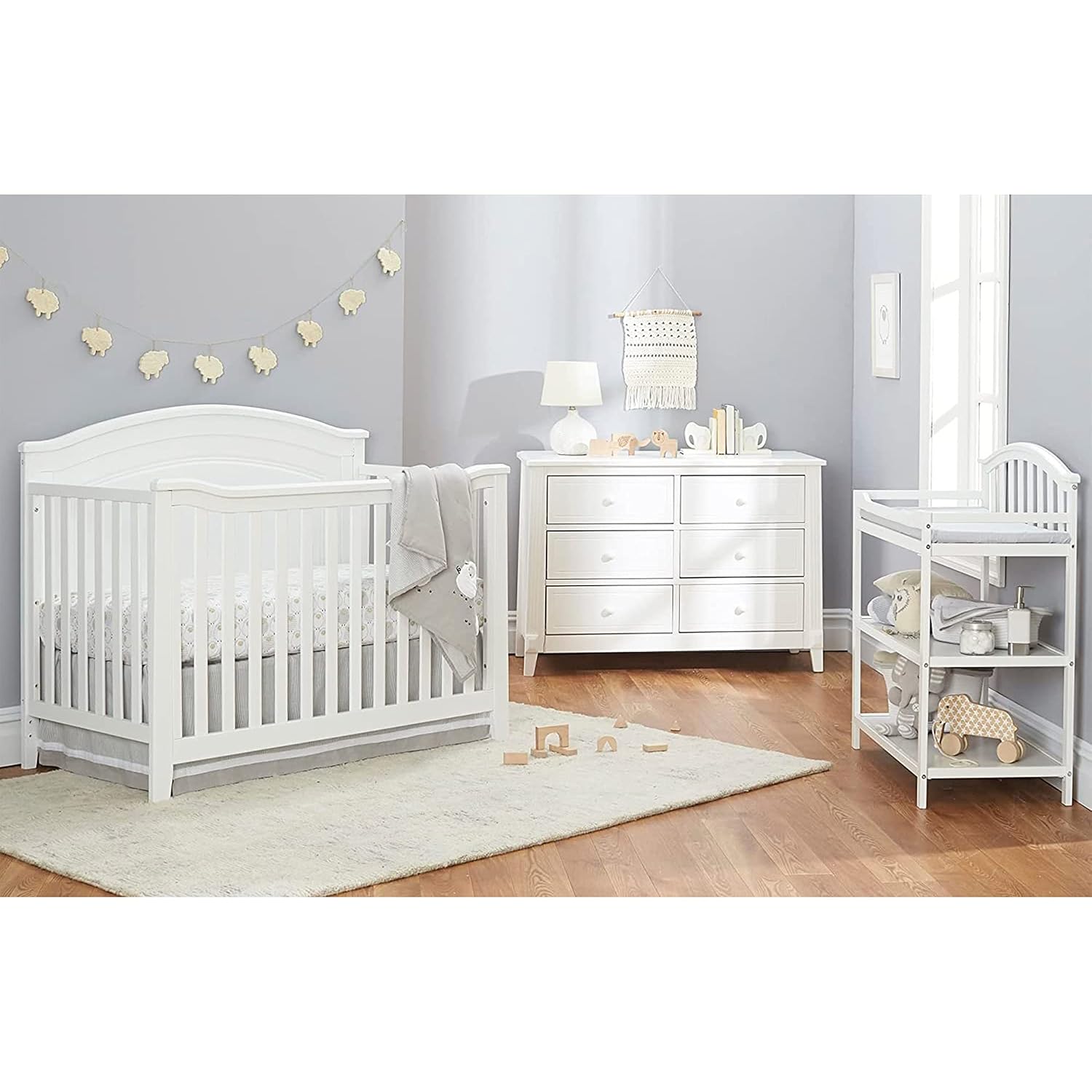 Furniture Berkley Round Top Crib, Classic 4-in-1 Convertible Crib, Made of Wood, Non-Toxic Finish, Wooden Baby Bed